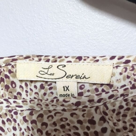 Tan and Brown Ruffled Blouse with Relaxed Fit - Picture 2 of 6